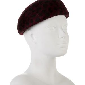 EUGENIA KIM Blacked Beret, burgundy & Black rabbit hair